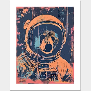 Vintage and vivid bear astronaut portrait Posters and Art